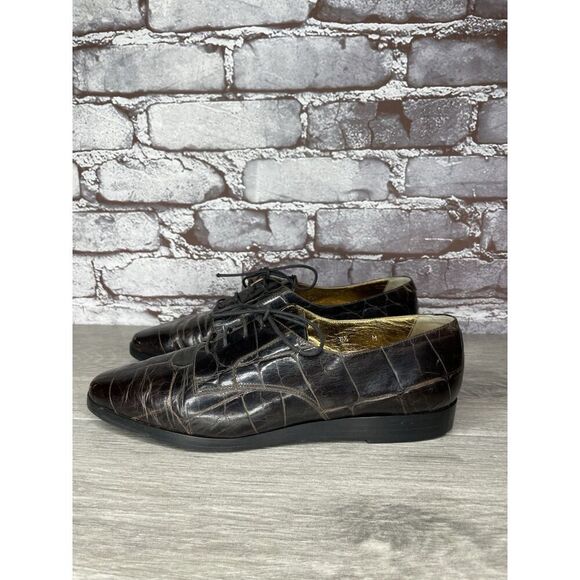 Joan & David Brown Aligator Embossed Leather Lace Oxfords Women Sz 8.5M US/39EU - Picture 10 of 16